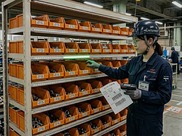 LEDが導入された棚